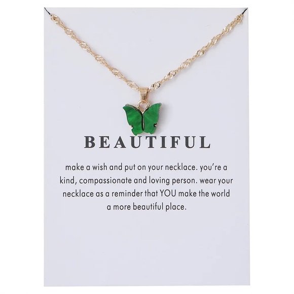 The Secret Pine Jewelry - **DEE* Gold x Green Beautiful Butterfly Fashion Necklace